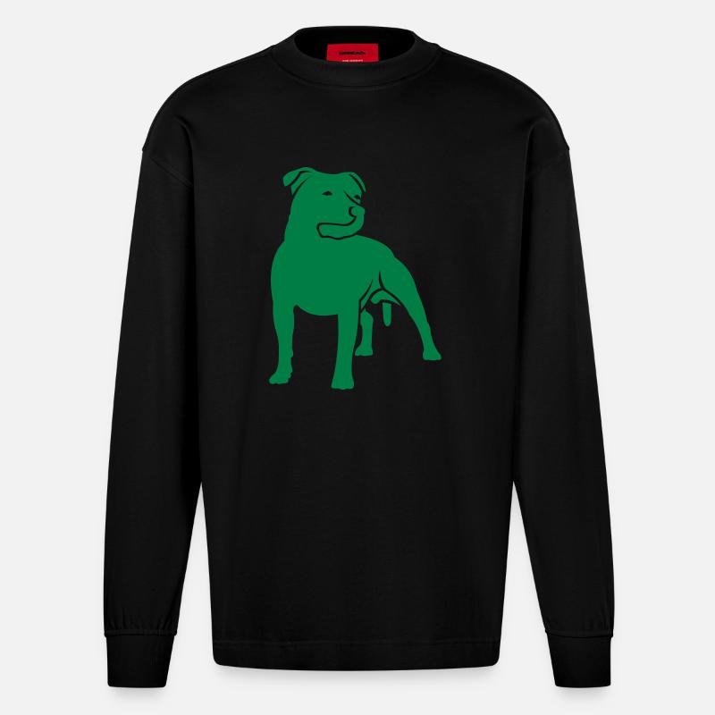 dogz_staffbull - Heavyweight Oversized Organic Langarmshirt Made in EU - SOLID BLACK