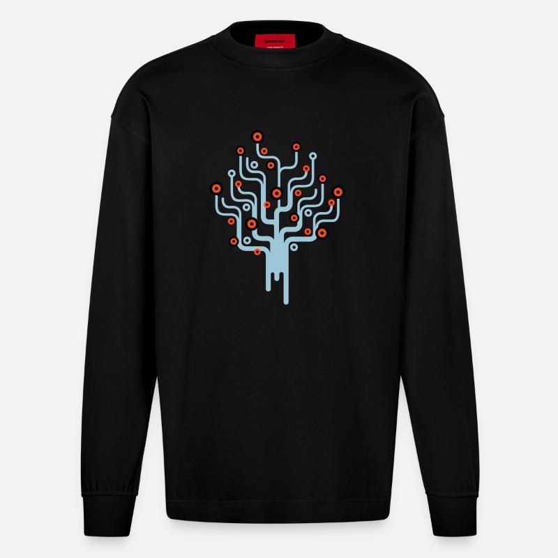 baum2_3f - Heavyweight Oversized Organic Langarmshirt Made in EU - SOLID BLACK