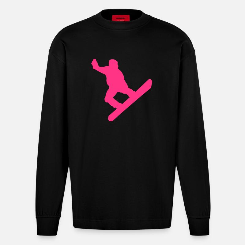 snowboarder - Heavyweight Oversized Organic Langarmshirt Made in EU - SOLID BLACK