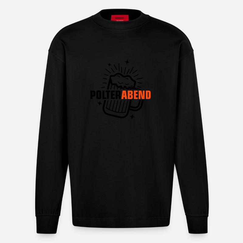 Polterabend Bier - Heavyweight Oversized Organic Langarmshirt Made in EU - SOLID BLACK
