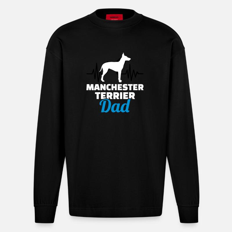 Kerry Blue Terrier - Heavyweight Oversized Organic Langarmshirt Made in EU - SOLID BLACK
