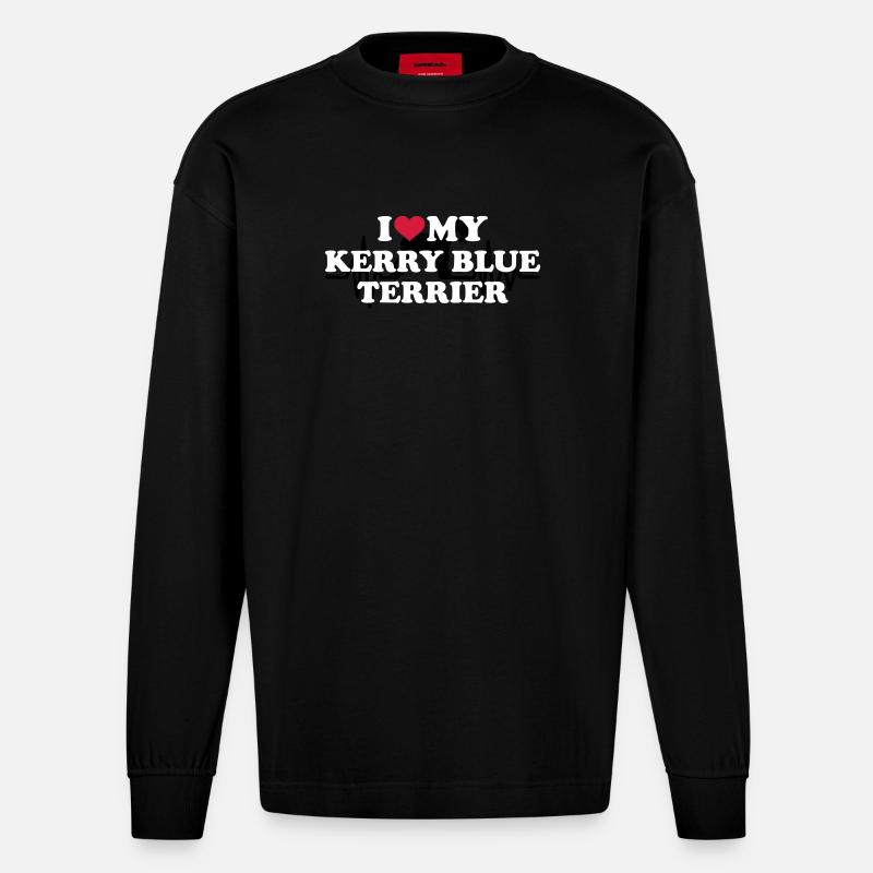 Kerry Blue Terrier - Manches longues bio épais oversize fabriqué en UE - SOLID BLACK