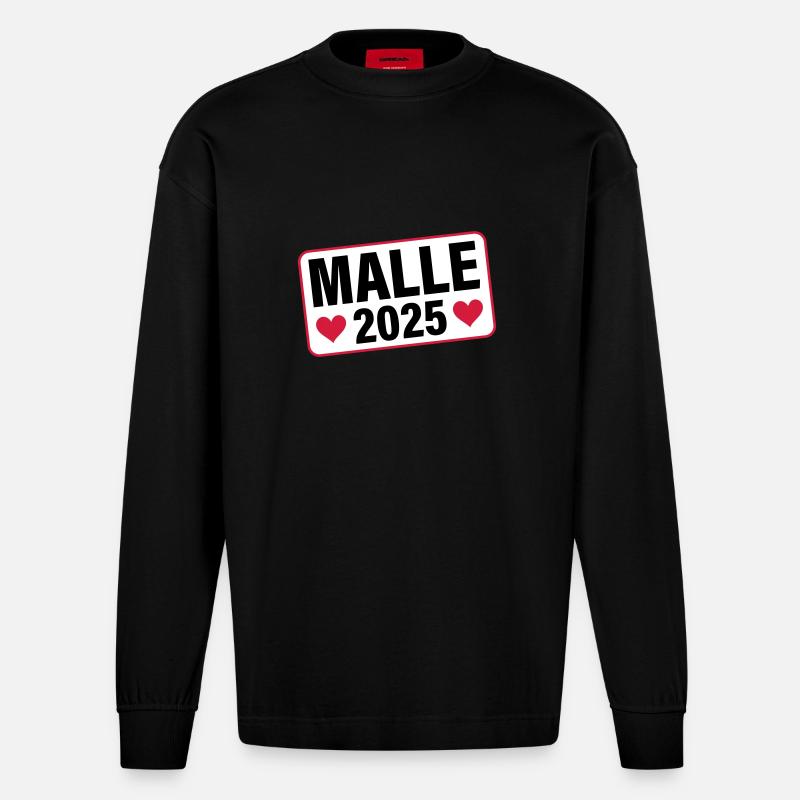 Malle 2025 Coeur - Manches longues bio épais oversize fabriqué en UE - SOLID BLACK
