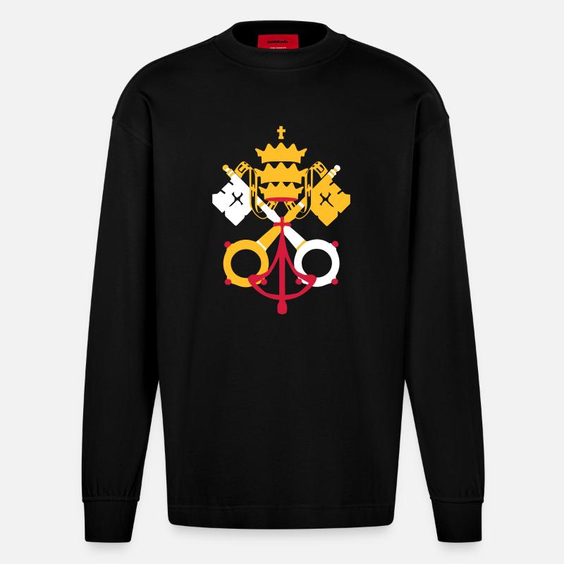 drapeau_vatican2 - Manches longues bio épais oversize fabriqué en UE - SOLID BLACK