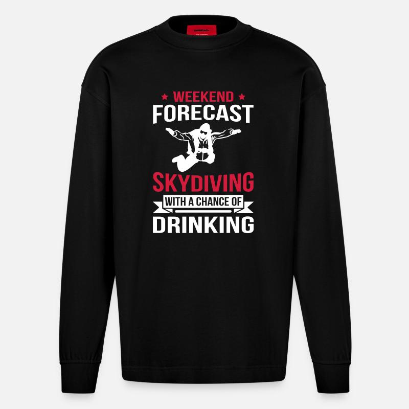 Weekend Forecast Skydiving - Heavyweight Oversized Organic Langarmshirt Made in EU - SOLID BLACK