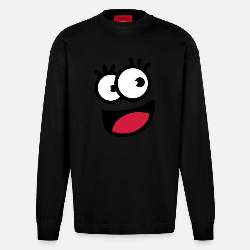 funnyface - Heavyweight Oversized Organic Langarmshirt Made in EU - SOLID BLACK