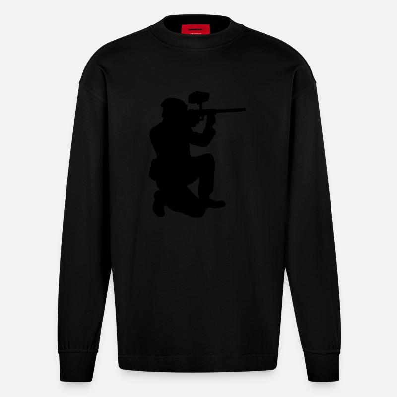 paintball - Heavyweight Oversized Organic Langarmshirt Made in EU - SOLID BLACK