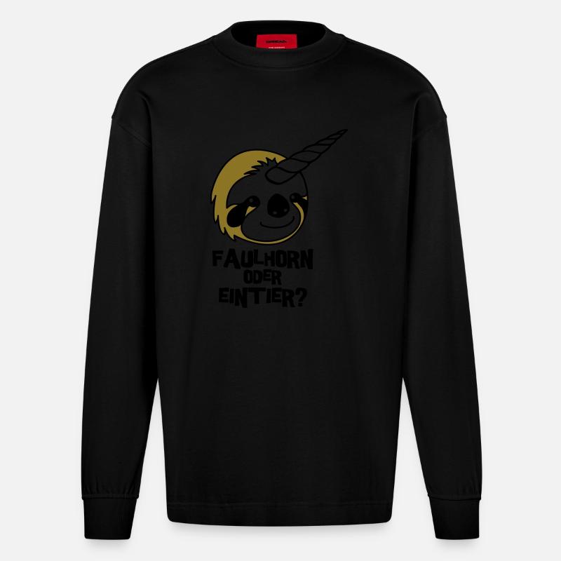 Faulhorn oder Eintier - Heavyweight Oversized Organic Langarmshirt Made in EU - SOLID BLACK
