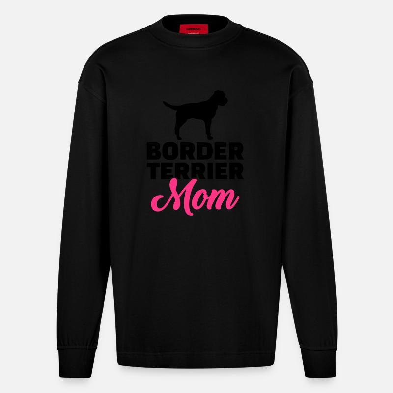 Border Terrier - Heavyweight Oversized Organic Langarmshirt Made in EU - SOLID BLACK