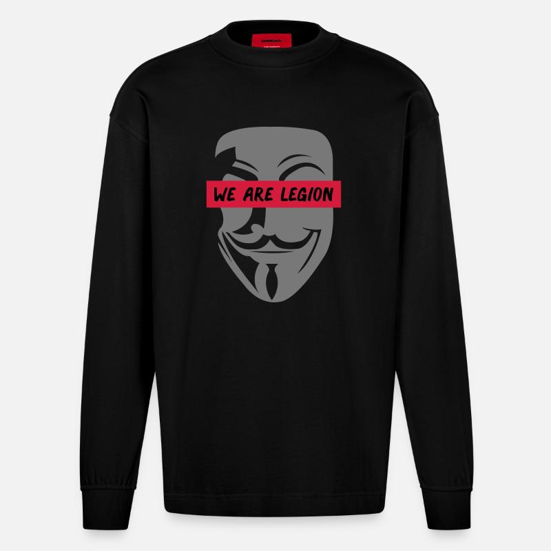 anonymous_we_are_legion_002 - Heavyweight Oversized Organic Langarmshirt Made in EU - SOLID BLACK