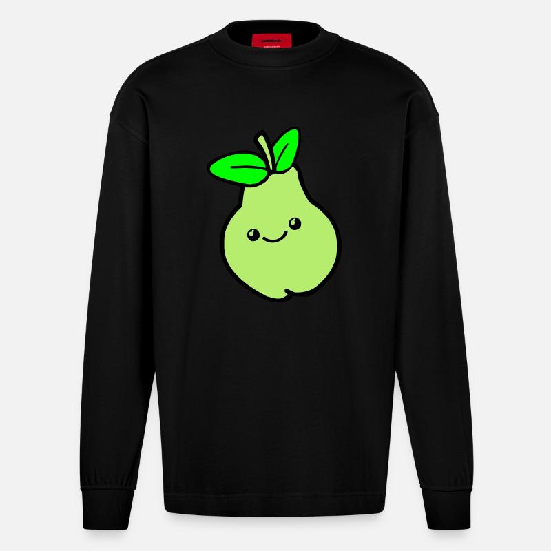 birne comic 02 - Heavyweight Oversized Organic Langarmshirt Made in EU - SOLID BLACK