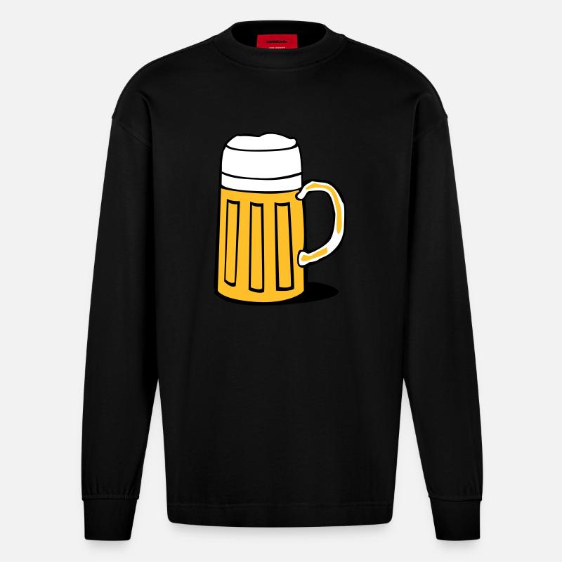 bier - Heavyweight Oversized Organic Langarmshirt Made in EU - SOLID BLACK