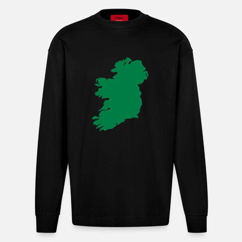 Irland - Heavyweight Oversized Organic Langarmshirt Made in EU - SOLID BLACK