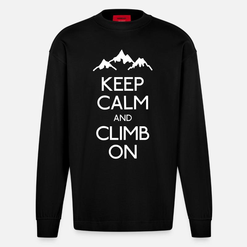 keep calm and climb on - Manches longues bio épais oversize fabriqué en UE - SOLID BLACK