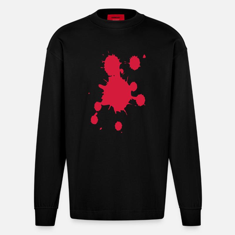 Blood - Heavyweight Oversized Organic Langarmshirt Made in EU - SOLID BLACK