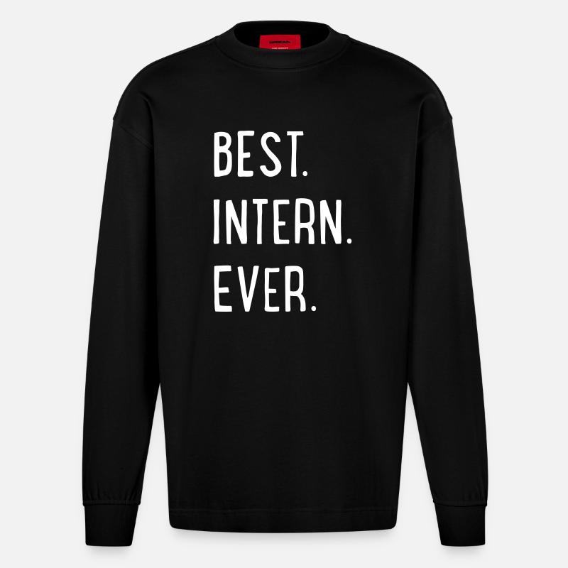 bester Praktikant - Heavyweight Oversized Organic Langarmshirt Made in EU - SOLID BLACK