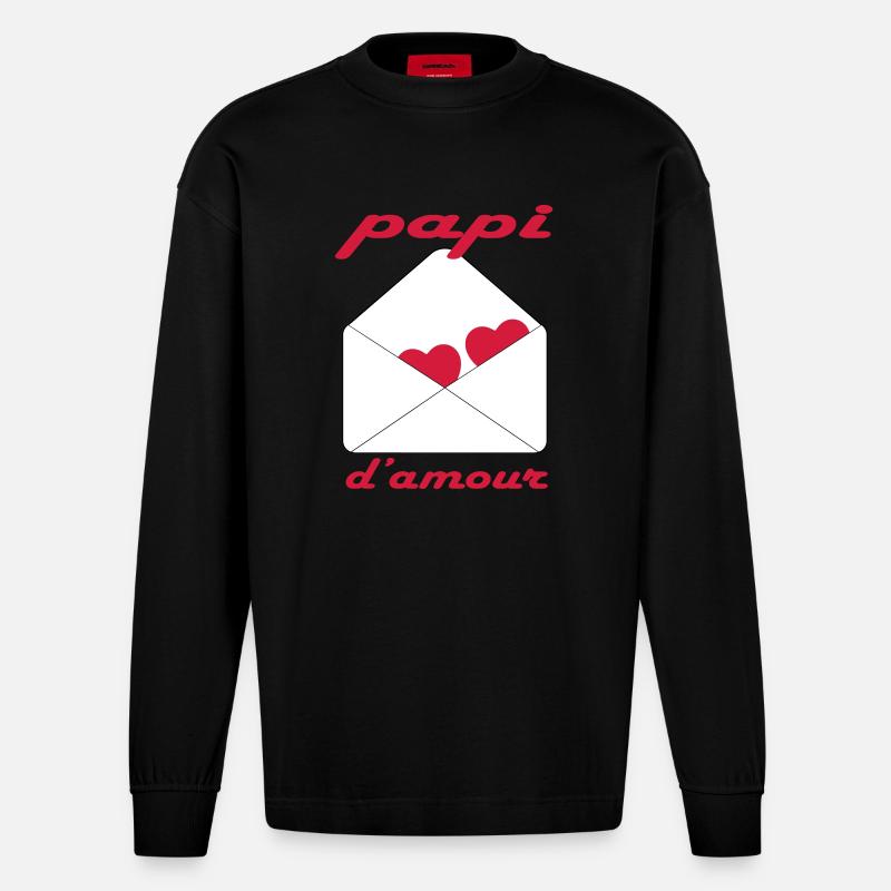Papi d'amour - Manches longues bio épais oversize fabriqué en UE - SOLID BLACK