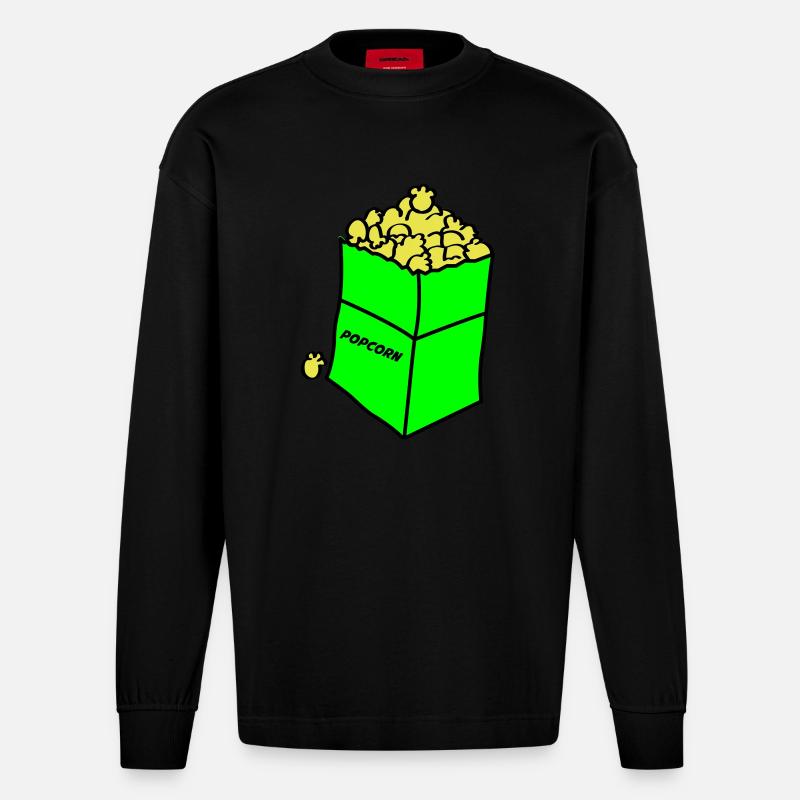 Maïs soufflé 02 - Manches longues bio épais oversize fabriqué en UE - SOLID BLACK