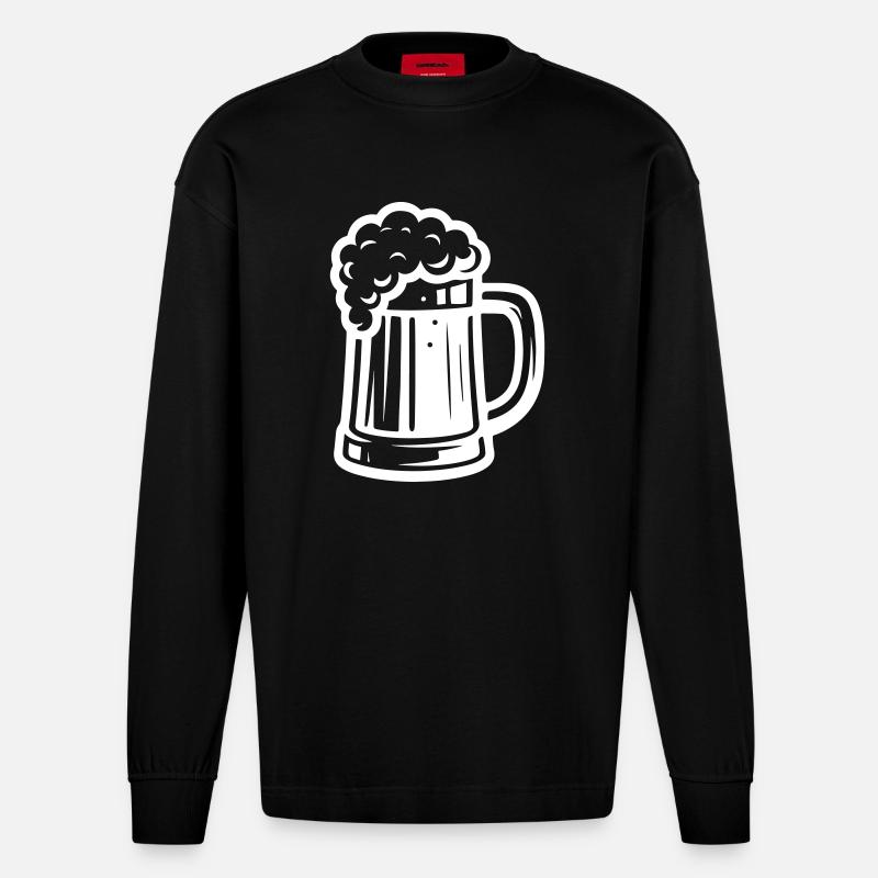 Bierglas Symbol Bier - Heavyweight Oversized Organic Langarmshirt Made in EU - SOLID BLACK