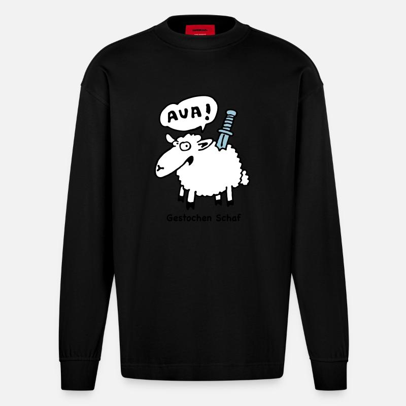 gestochen_schaf - Heavyweight Oversized Organic Langarmshirt Made in EU - SOLID BLACK