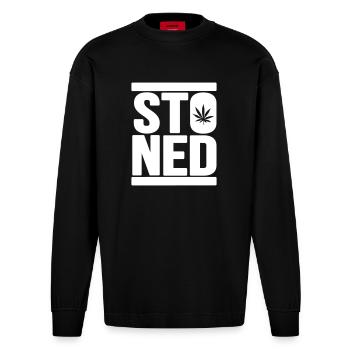 Stoned - Heavyweight Oversized Organic Longsleeve Shirt Made in EU - SOLID BLACK - Front