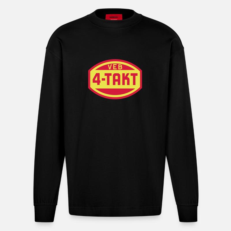 VEB 4-Takt Logo (2c) - Heavyweight Oversized Organic Langarmshirt Made in EU - SOLID BLACK