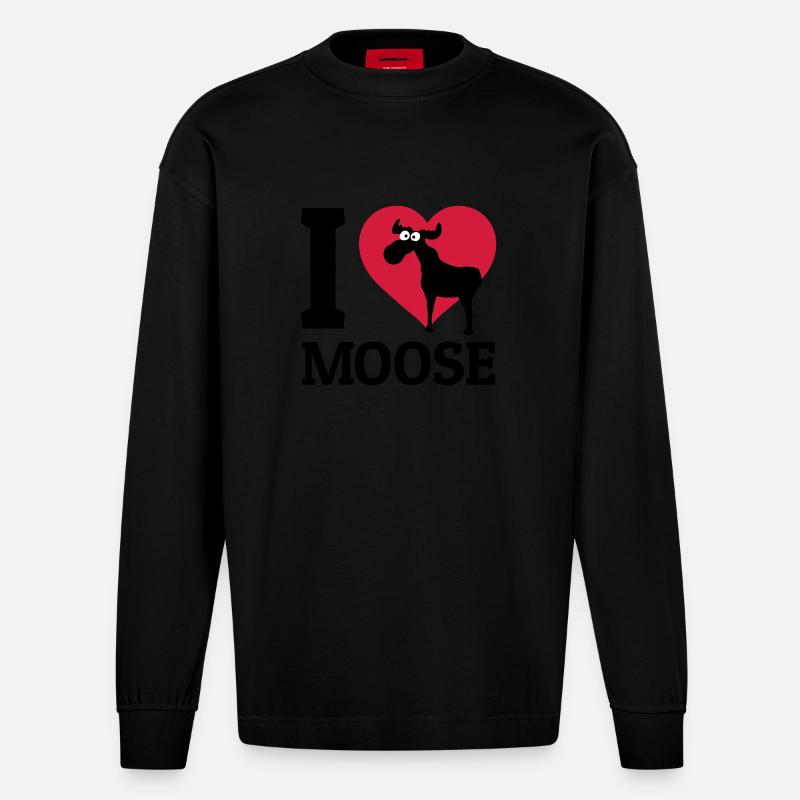 I love Moose - Manches longues bio épais oversize fabriqué en UE - SOLID BLACK