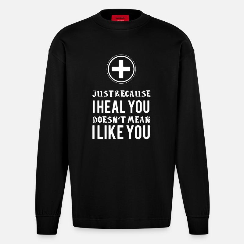 RPG healer heiler - Heavyweight Oversized Organic Langarmshirt Made in EU - SOLID BLACK