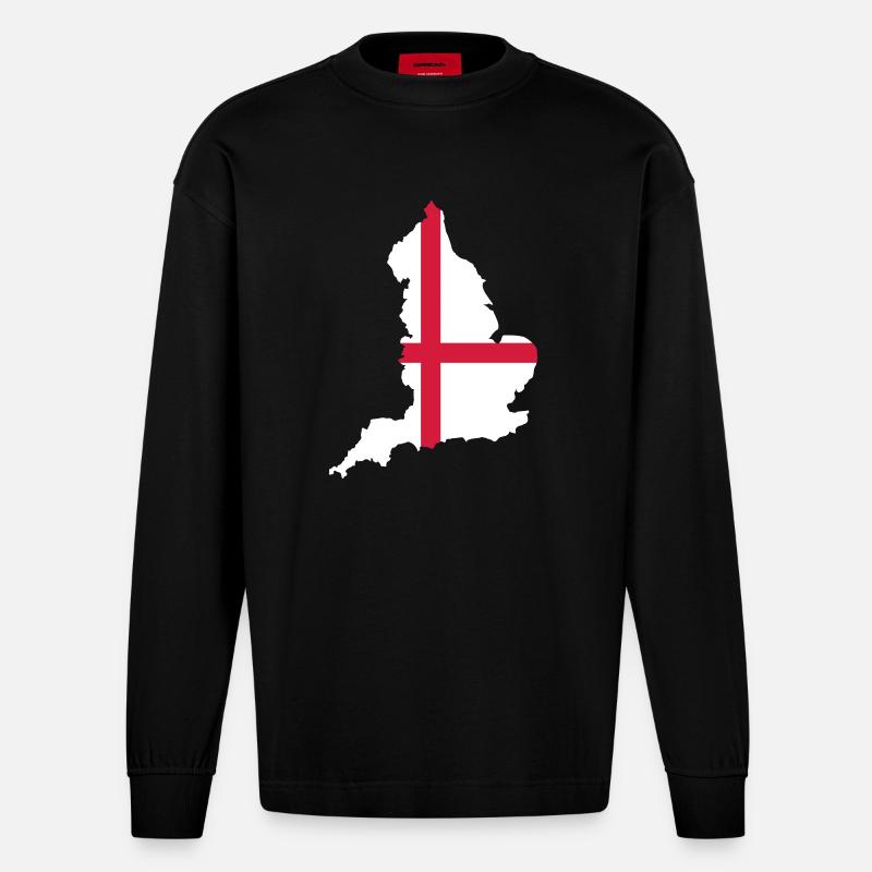 England - Heavyweight Oversized Organic Longsleeve Shirt Made in EU - SOLID BLACK