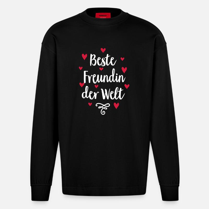Beste Freundin der Welt - Heavyweight Oversized Organic Langarmshirt Made in EU - SOLID BLACK