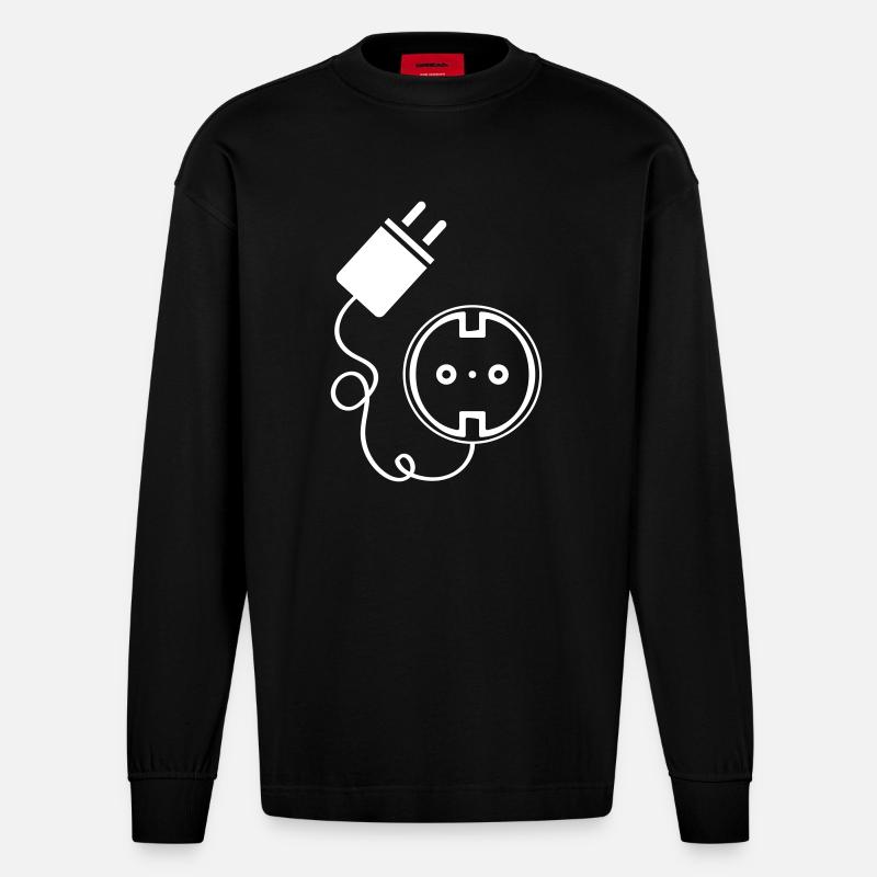 Steckdose Strom Element - Heavyweight Oversized Organic Langarmshirt Made in EU - SOLID BLACK
