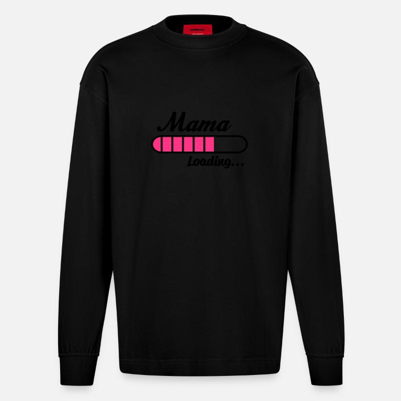 Mama Loading... - Heavyweight Oversized Organic Langarmshirt Made in EU - SOLID BLACK