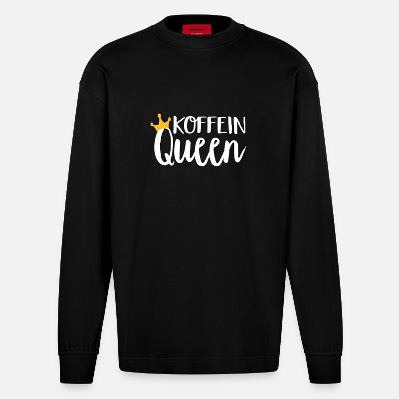 Koffein Queen - Heavyweight Oversized Organic Langarmshirt Made in EU - SOLID BLACK