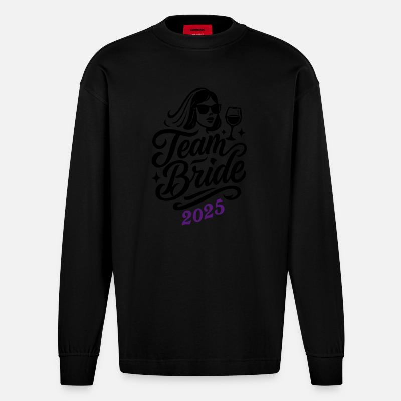 Team Braut 2025 - Heavyweight Oversized Organic Langarmshirt Made in EU - SOLID BLACK