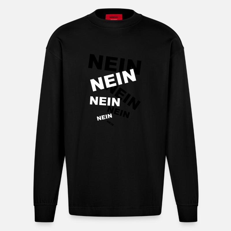 NEIN! - Heavyweight Oversized Organic Langarmshirt Made in EU - SOLID BLACK