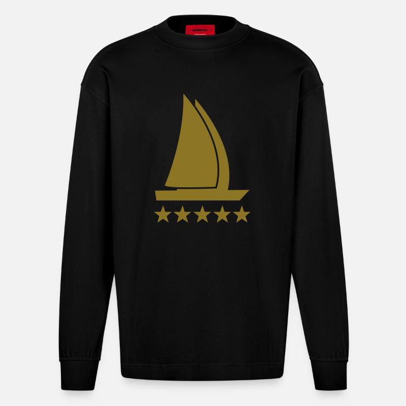 segelboot deluxe - Heavyweight Oversized Organic Langarmshirt Made in EU - SOLID BLACK