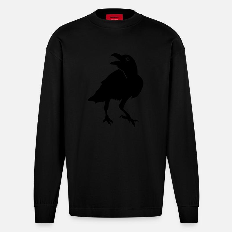 Corbeau - Manches longues bio épais oversize fabriqué en UE - SOLID BLACK