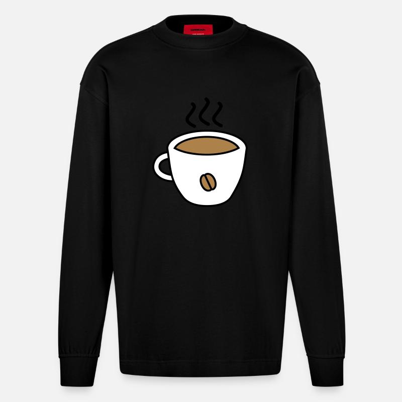 coffee - Manches longues bio épais oversize fabriqué en UE - SOLID BLACK