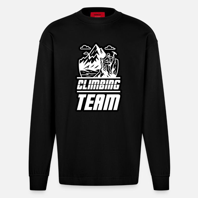 Équipe d’alpinisme - Manches longues bio épais oversize fabriqué en UE - SOLID BLACK