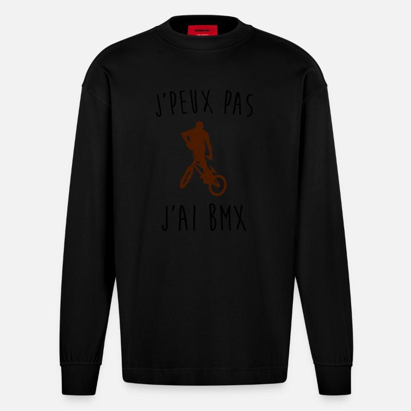 j'peux pas j'ai bmx - Manches longues bio épais oversize fabriqué en UE - SOLID BLACK