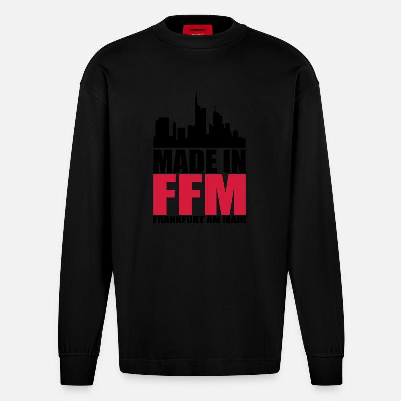 Made in Frankfurt - Heavyweight Oversized Organic Langarmshirt Made in EU - SOLID BLACK