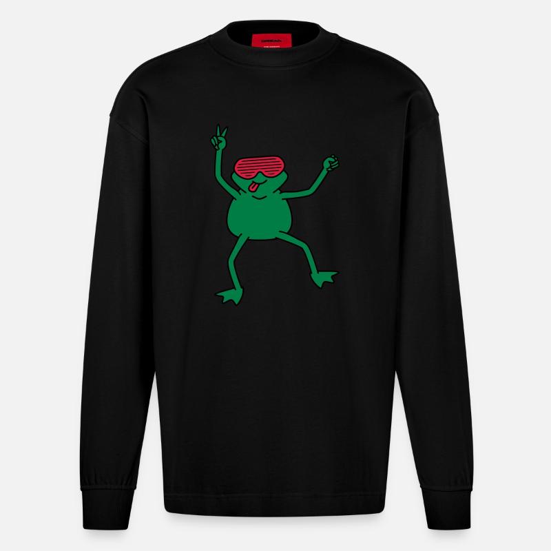 funky_frog - Heavyweight Oversized Organic Langarmshirt Made in EU - SOLID BLACK