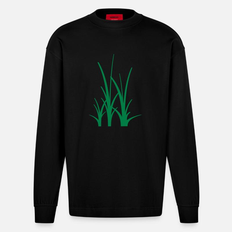 Binary Gras - Heavyweight Oversized Organic Langarmshirt Made in EU - SOLID BLACK