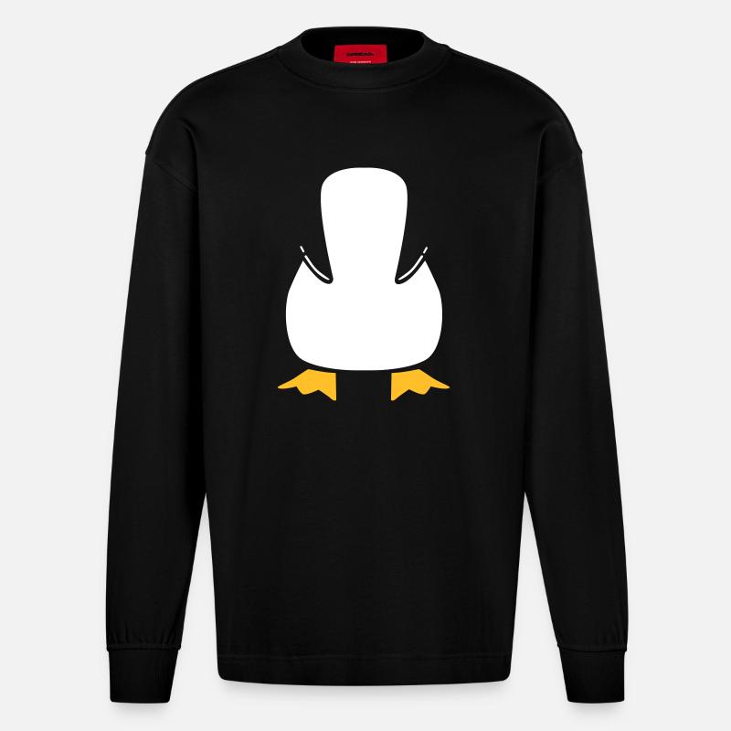 pinguin - Heavyweight Oversized Organic Langarmshirt Made in EU - SOLID BLACK