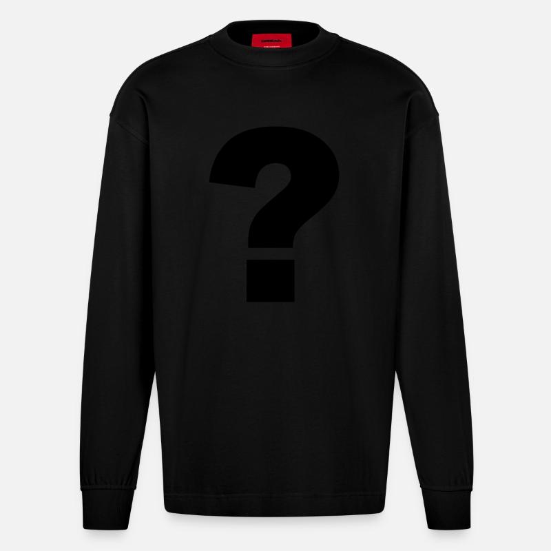 Point d'interrogation - Manches longues bio épais oversize fabriqué en UE - SOLID BLACK