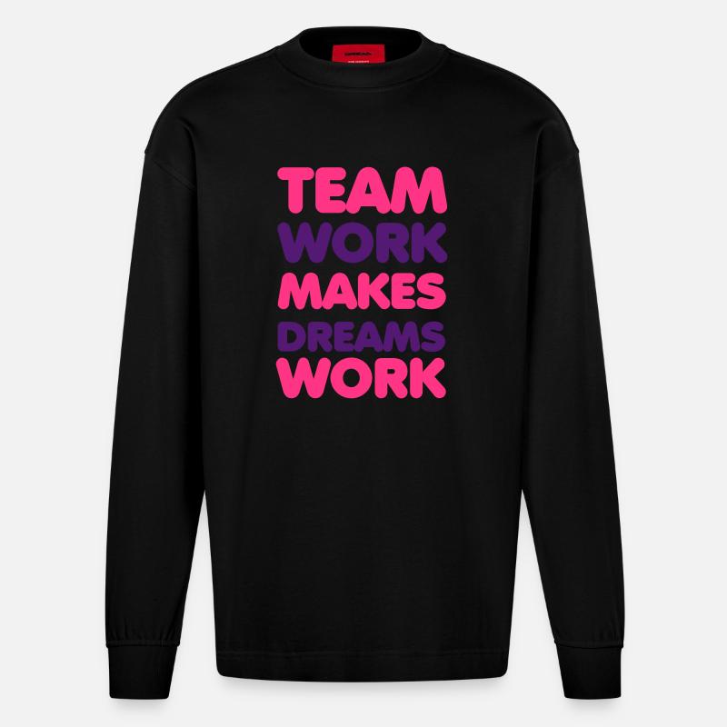 Team Work - Heavyweight Oversized Organic Langarmshirt Made in EU - SOLID BLACK