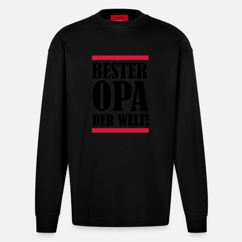 bester_opa_der_welt_002 - Heavyweight Oversized Organic Langarmshirt Made in EU - SOLID BLACK