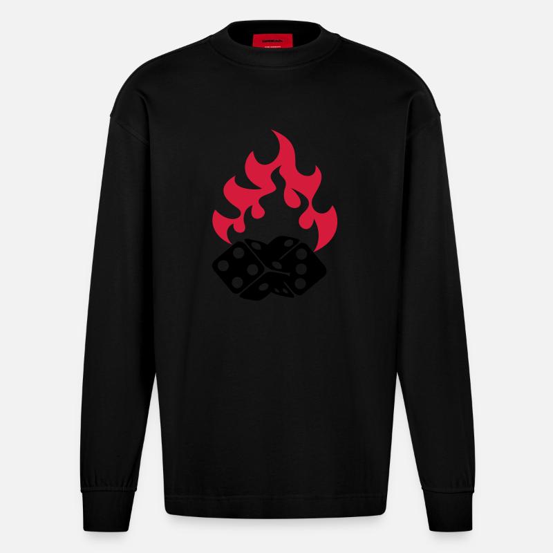 flaming_cubes - Heavyweight Oversized Organic Langarmshirt Made in EU - SOLID BLACK