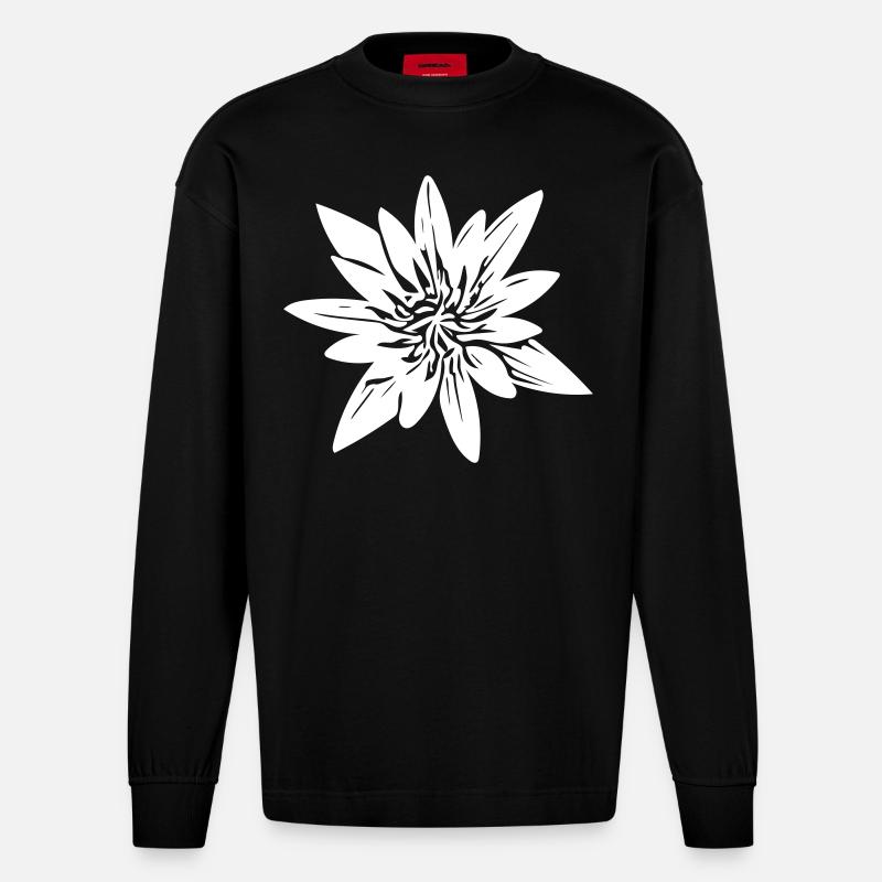 Blume - Heavyweight Oversized Organic Langarmshirt Made in EU - SOLID BLACK