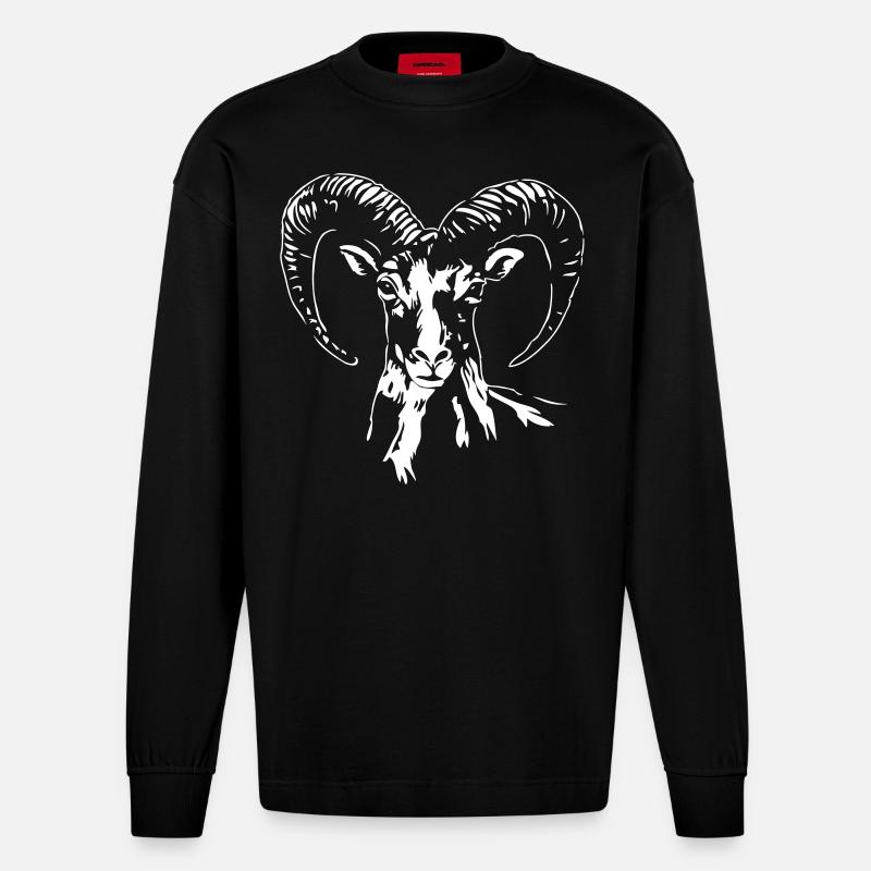 Mufflon - Heavyweight Oversized Organic Langarmshirt Made in EU - SOLID BLACK